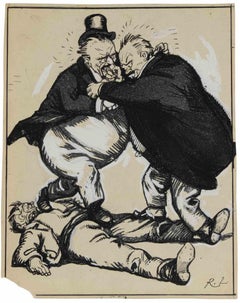 Políticos pendencieros - Dibujo de Gabriele Galantara - Principios del siglo XX
