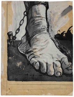 In Chains - Drawing by Gabriele Galantara - Early 20th Century