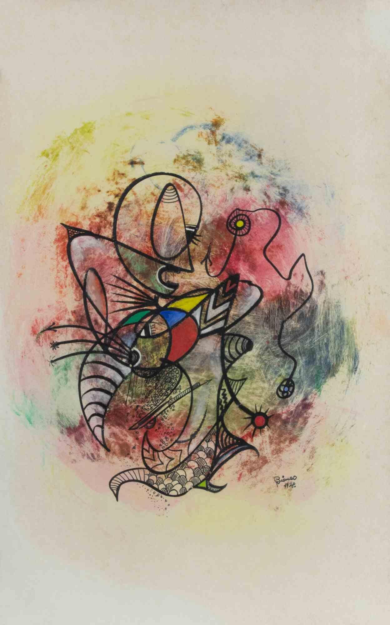 Mixed media on paper realized b Enrico Bianco in 1978.

Hand signed and dated lower right.

Very good condition.