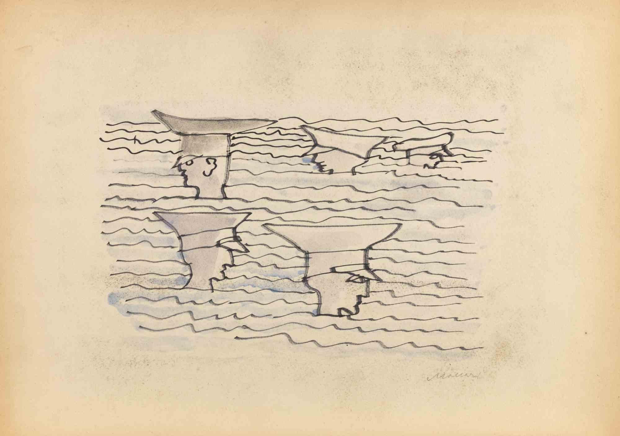 Watercolor on cardboard realized by Mino Maccari in 1960s.

Hand signed in pencil lower right.

Very good condition.