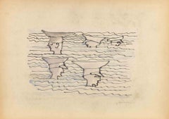 On the Air - Drawing by Mino Maccari - 1960s