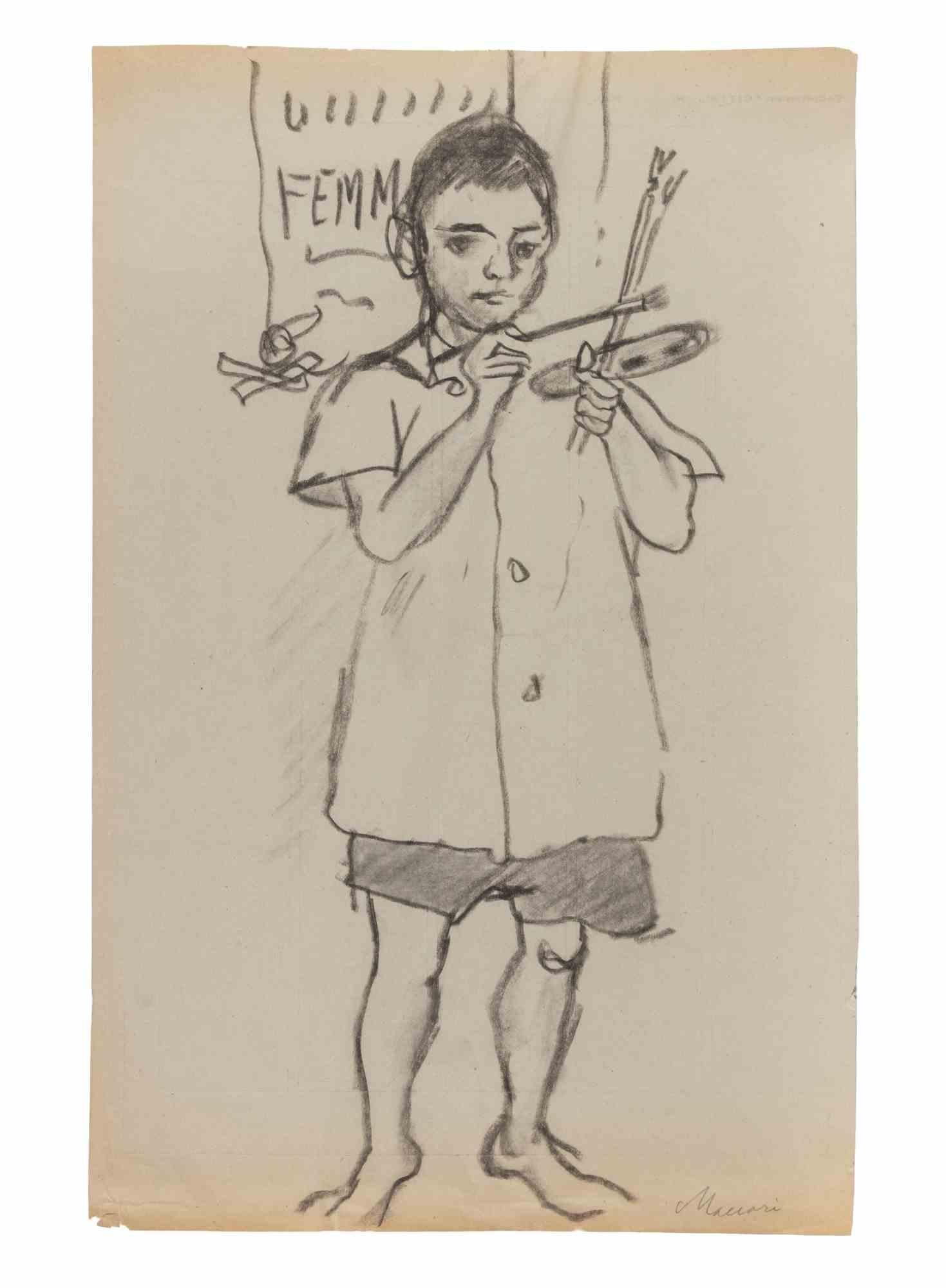 Young Artist - Drawing by Mino Maccari - 1932 ca. For Sale 1