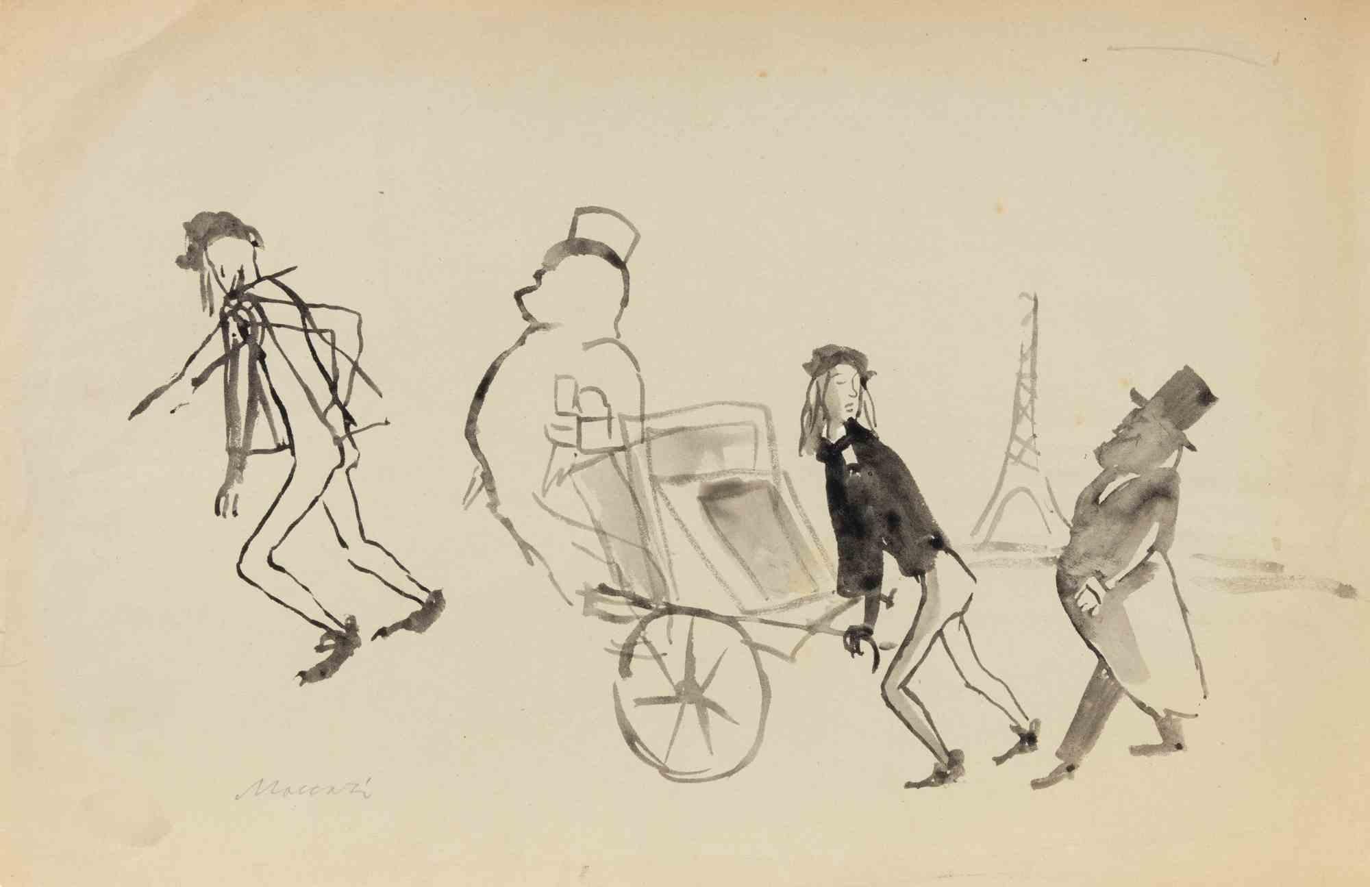Watercolor drawing on paper realized by Maccari in 1950s.

Hand signed lower right.

Very good condition.
