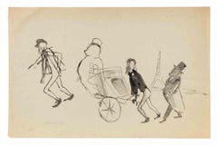 Souvenir de Paris - Drawing by Mino Maccari - 1950s