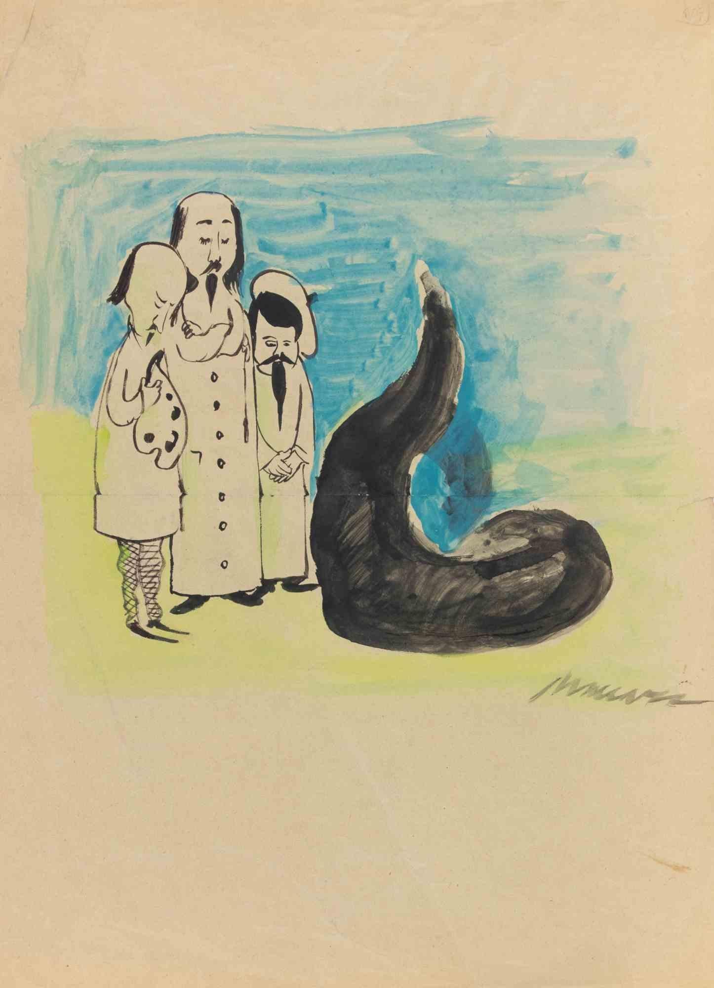 The Chinese Monster - Drawing by Mino Maccari - 1955 ca. For Sale 1