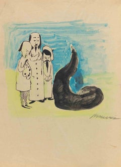 Das chinesische Monster - Zeichnung von Mino Maccari - 1955 ca.