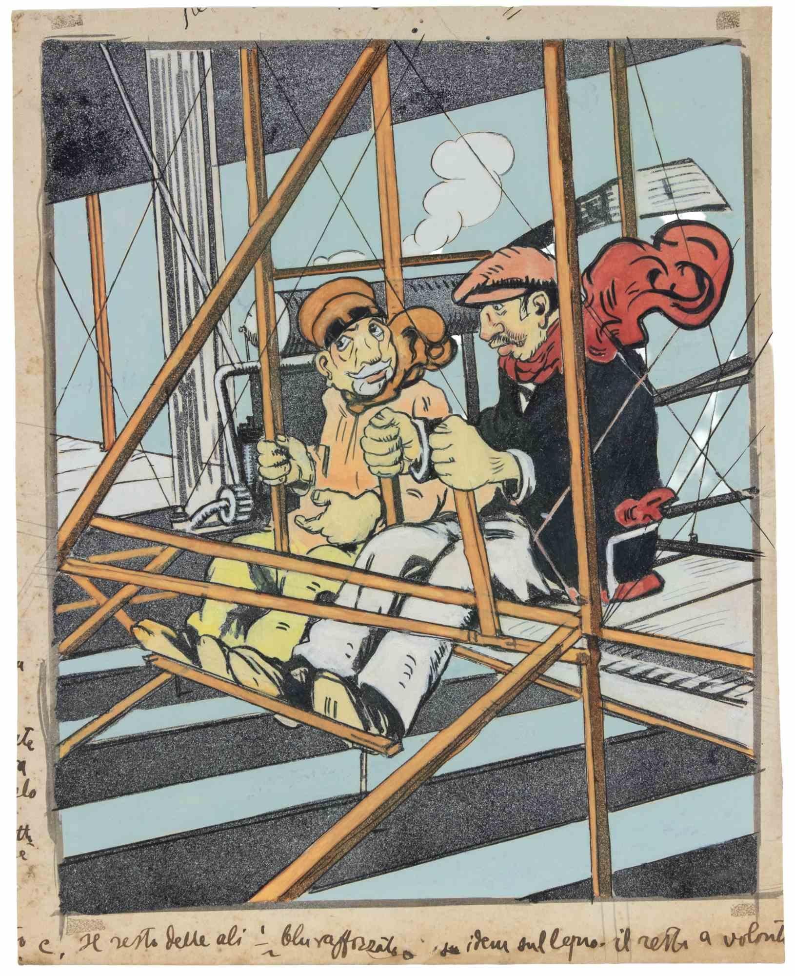 Two Men - Drawing by Gabriele Galantara - 1909