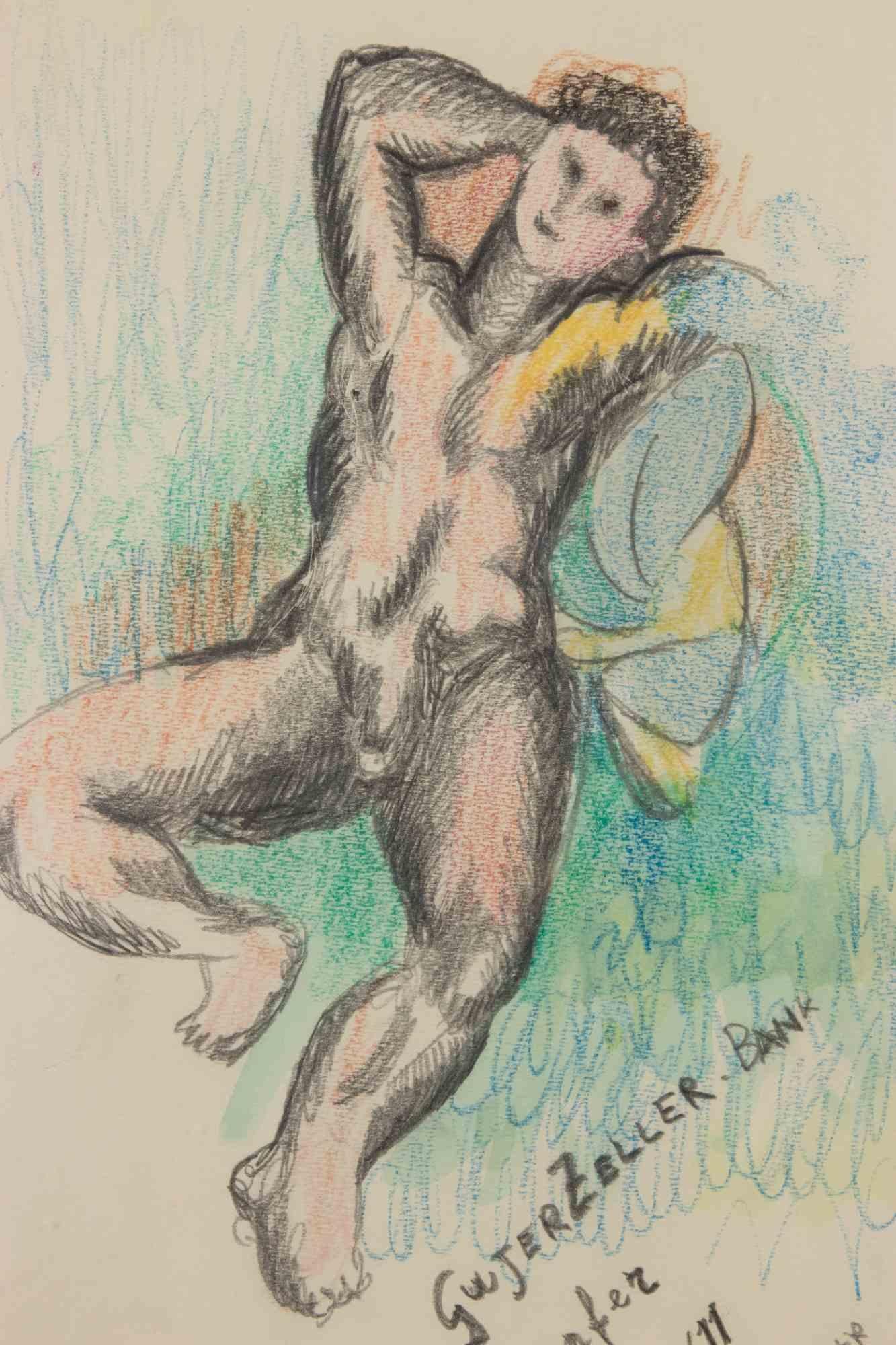 Homme couché - Dessin de Sandro Chia - 1984 en vente 3