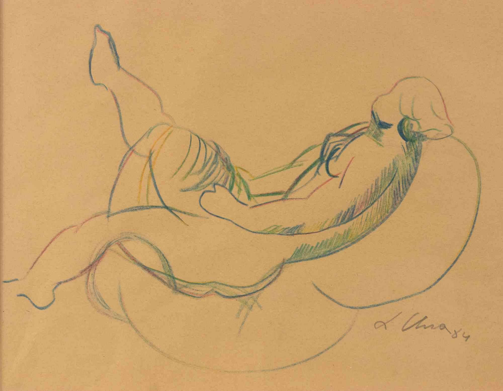 Desnudo recostado - Dibujo de Sandro Chia - 1984 en venta 1