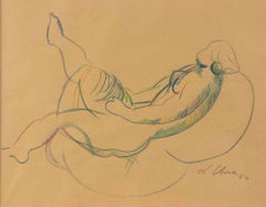 Reclined Nude - Drawing by Sandro Chia - 1984