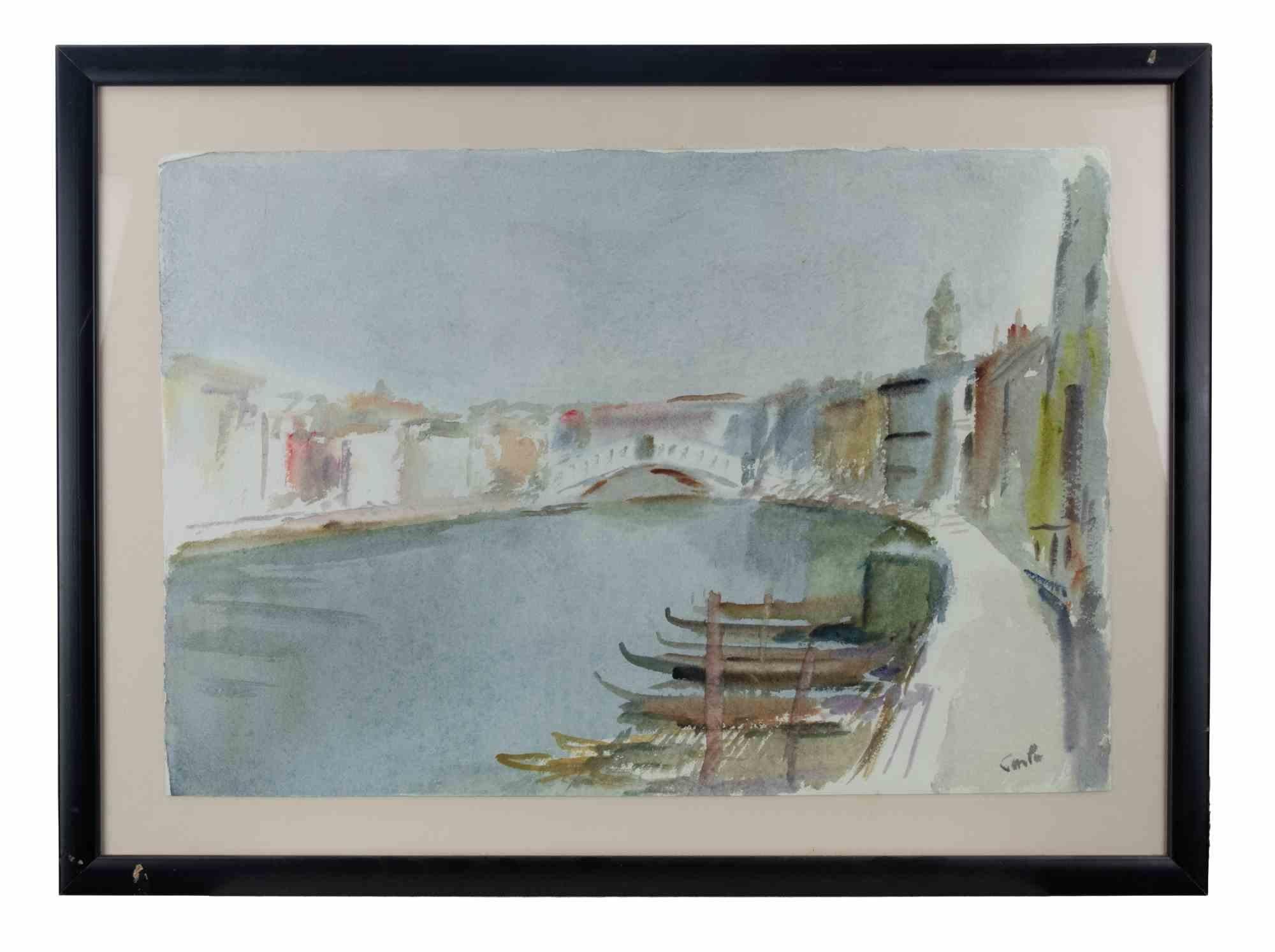 View of Venice - Drawing by Carlo Ravagnan -  1970s