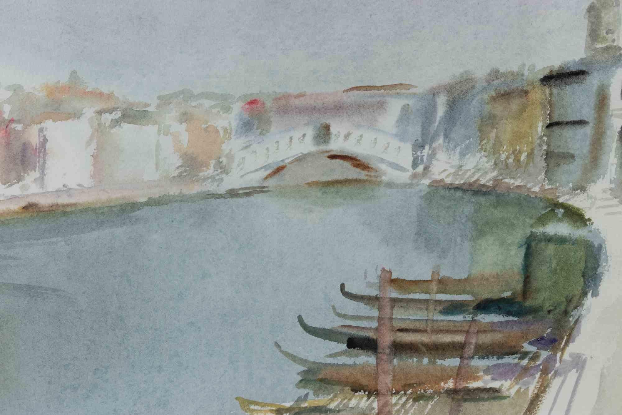 Vista de Venecia - Dibujo de Carlo Ravagnan -  1970s en venta 1