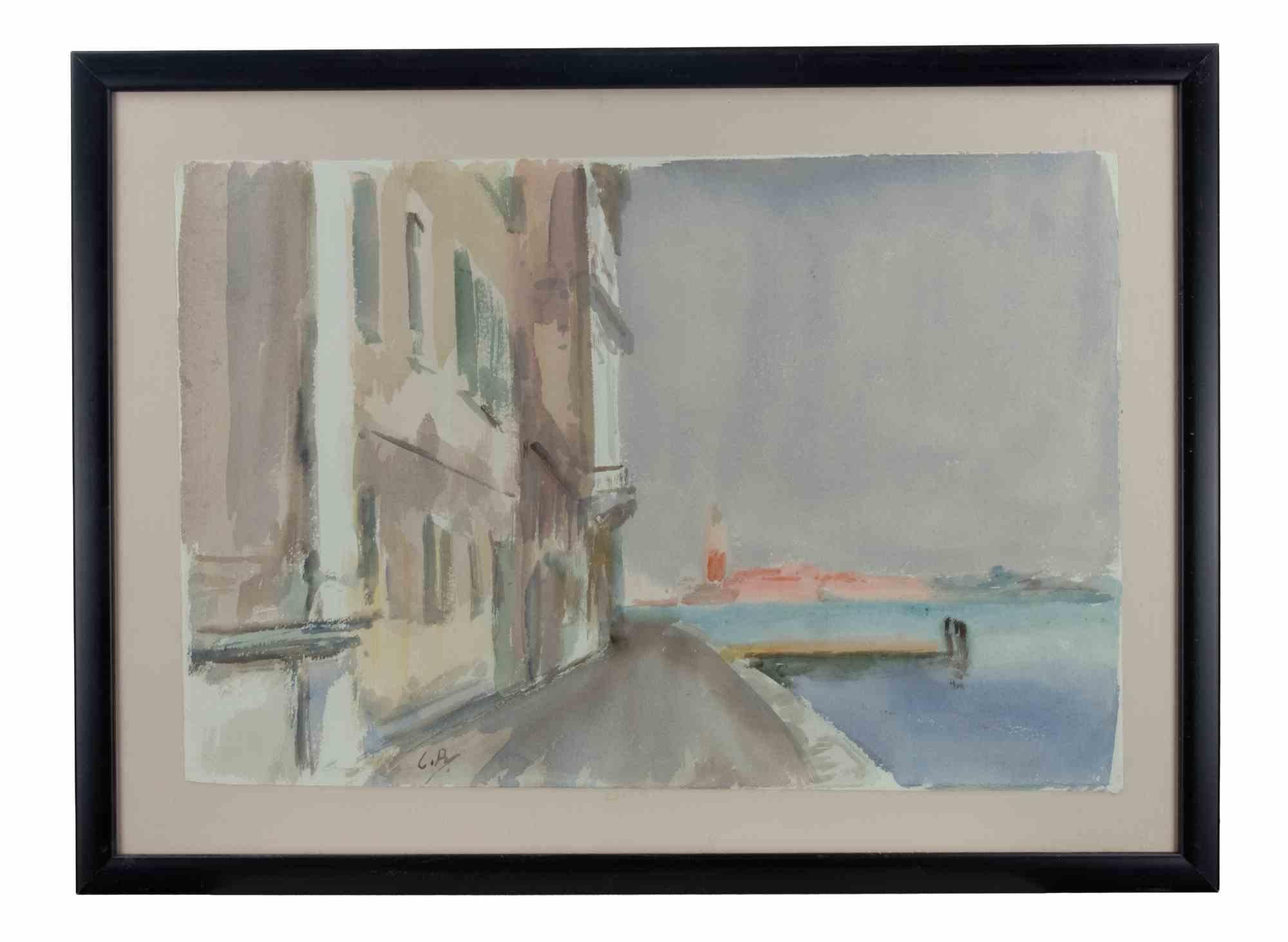 Vue de Venise - Dessin de Carlo Ravagnan -  1970s en vente 1
