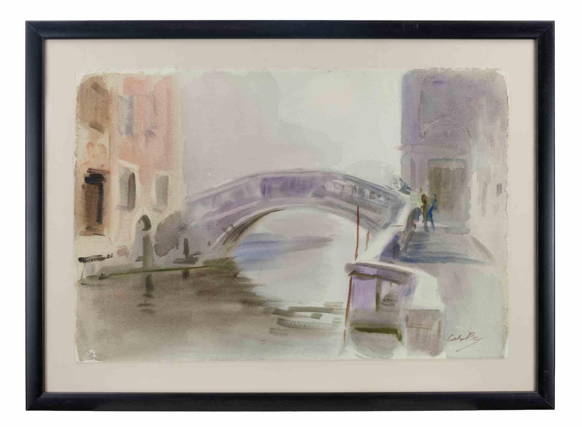 Vista de Venecia - Dibujo de Carlo Ravagnan -  1970s en venta 1