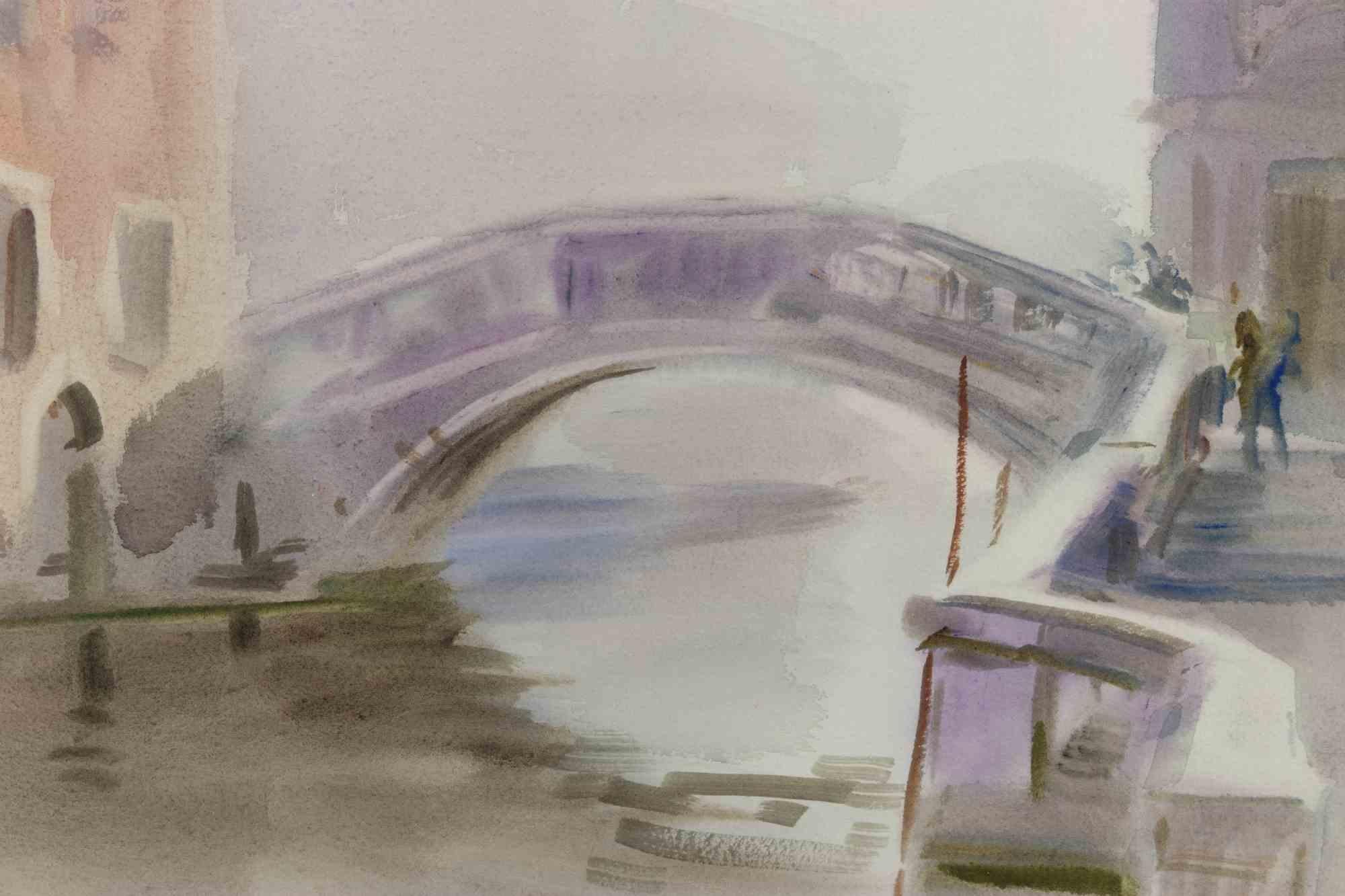 Vista de Venecia - Dibujo de Carlo Ravagnan -  1970s en venta 2