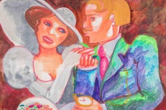 Newlyweds - Oil paint by Daniela Romano - 1980s