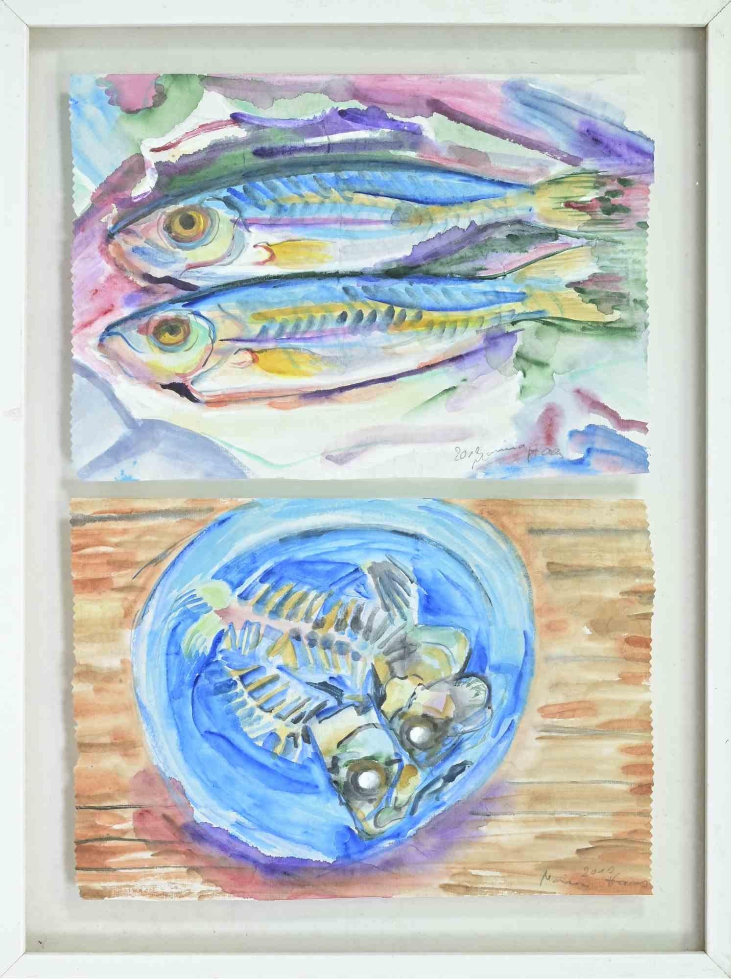 Pair of watercolors on paper realized by Marina Haas in 2012.

Hand signed.

Very good condition.