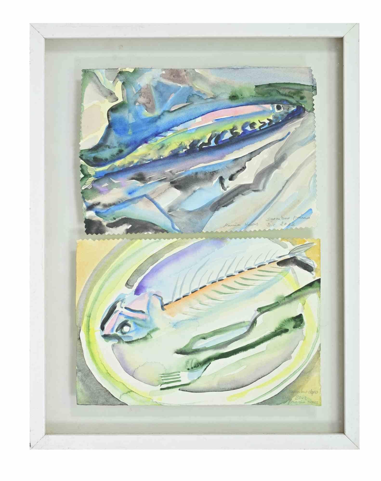 Pair of watercolors on paper realized by Marina Haas in 2012.

Hand signed.

Excellent condition.