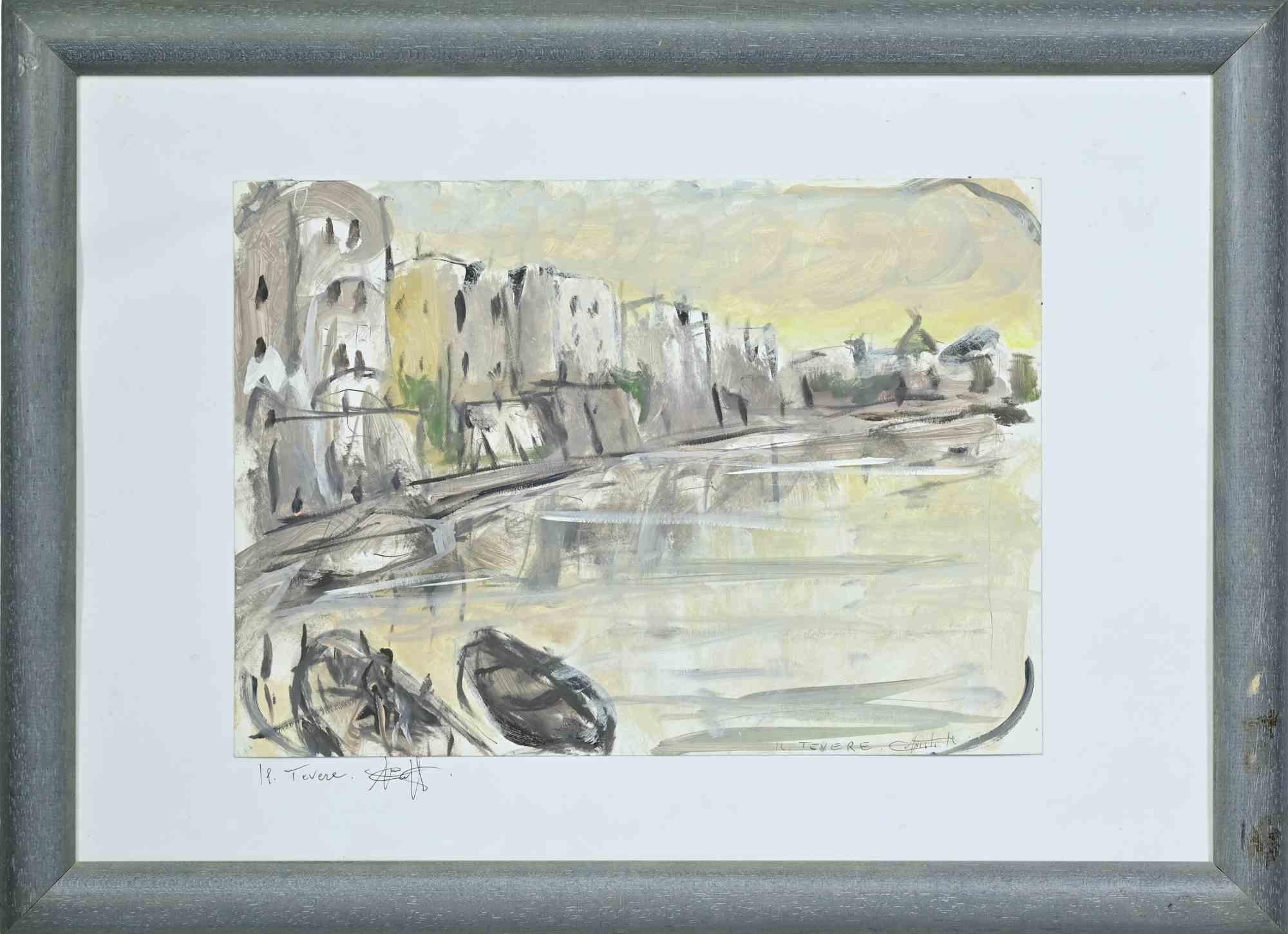 El Tíber (Roma) - Dibujo de Michelangelo Cupisti - Años 90