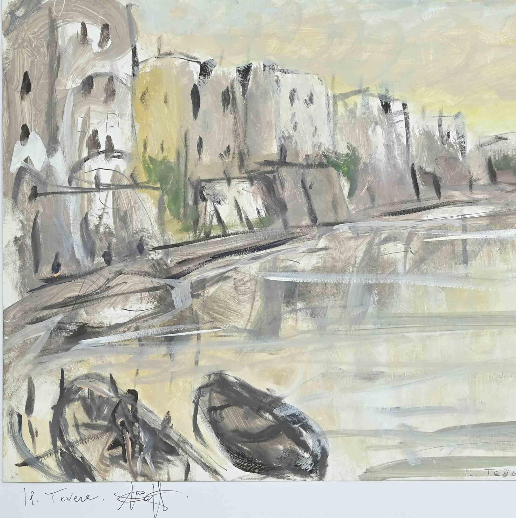 El Tíber (Roma) - Dibujo de Michelangelo Cupisti - Años 90 en venta 2