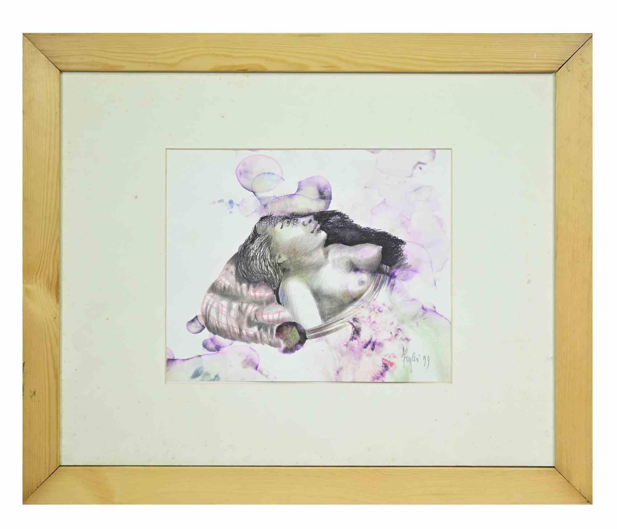 Woman - Drawing attr. Alberto Inglesi - 1990s