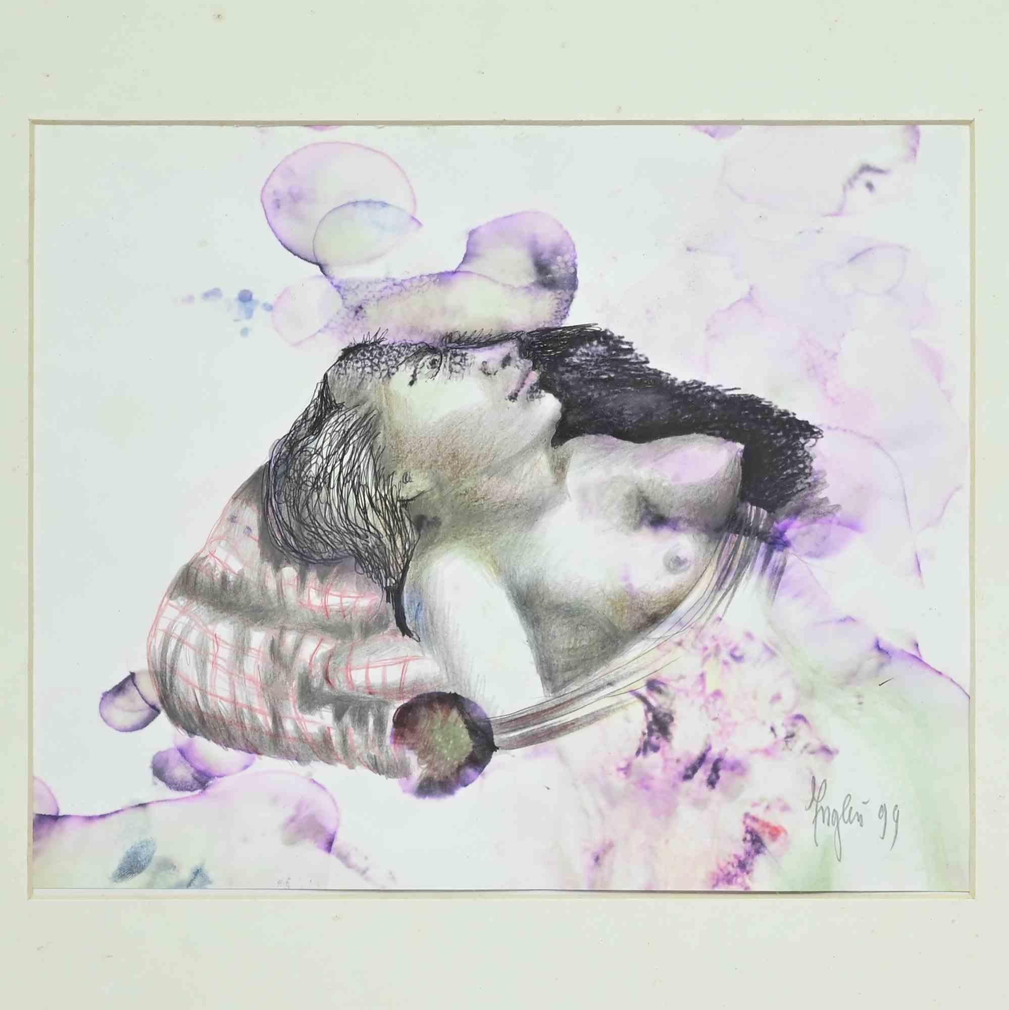 Mujer - Dibujo atr. Alberto Inglesi - Años 90 en venta 1