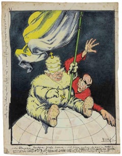 Der Papst und der Globus - Zeichnung von Gabriele Galantara - 1909