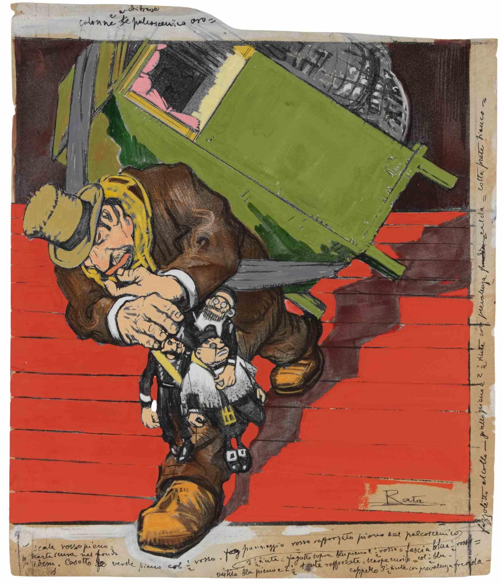 The Theatre's Betrayal - Drawing by Gabriele Galantara - 1909