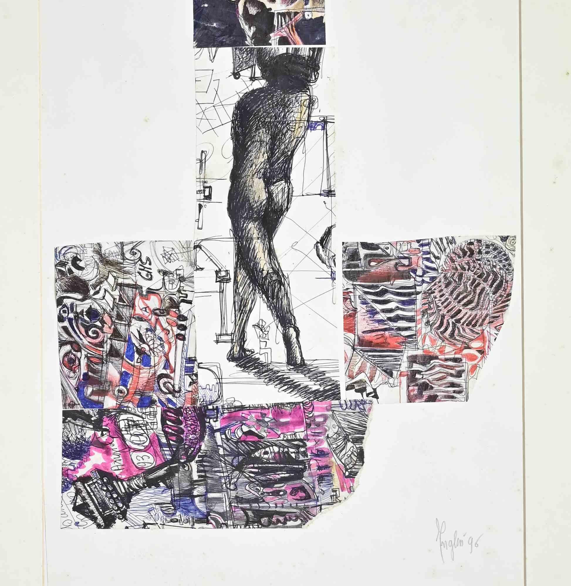 Composizione surreale - Disegno di Alberto Inglesi - 1996 in vendita 3
