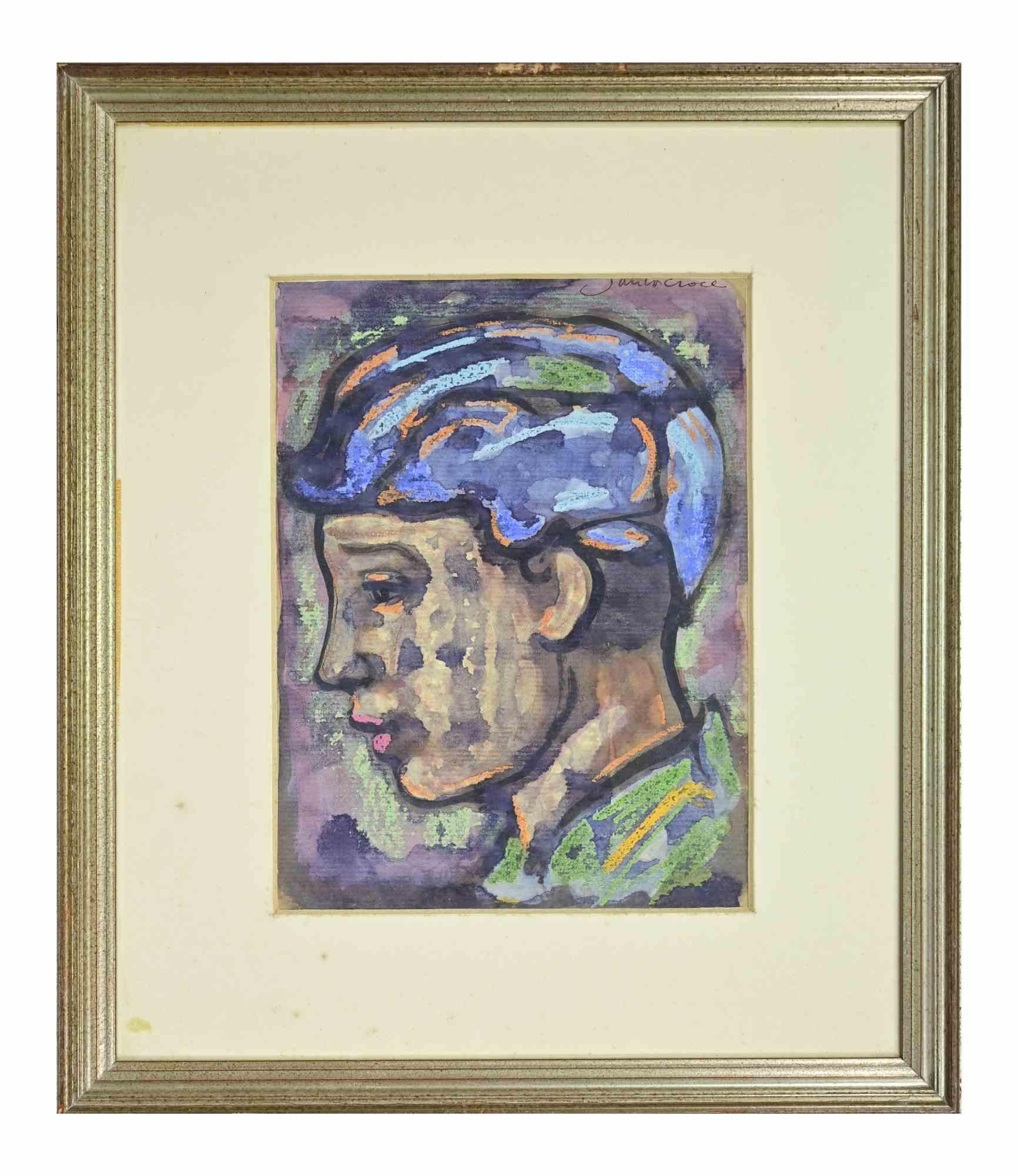 Ritratto di ragazzo - Disegno di Antonio Santacroce - Anni '80 in vendita 1