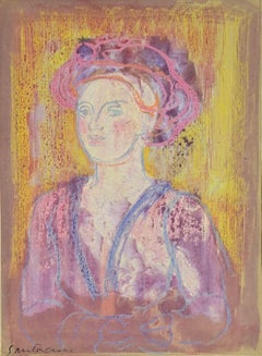 Retrato de niña - Dibujo de Antonio Santacroce - Años 80
