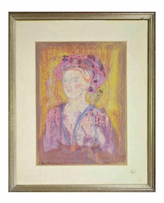 Portrait of a Girl - Drawing by Antonio Santacroce - 1980s