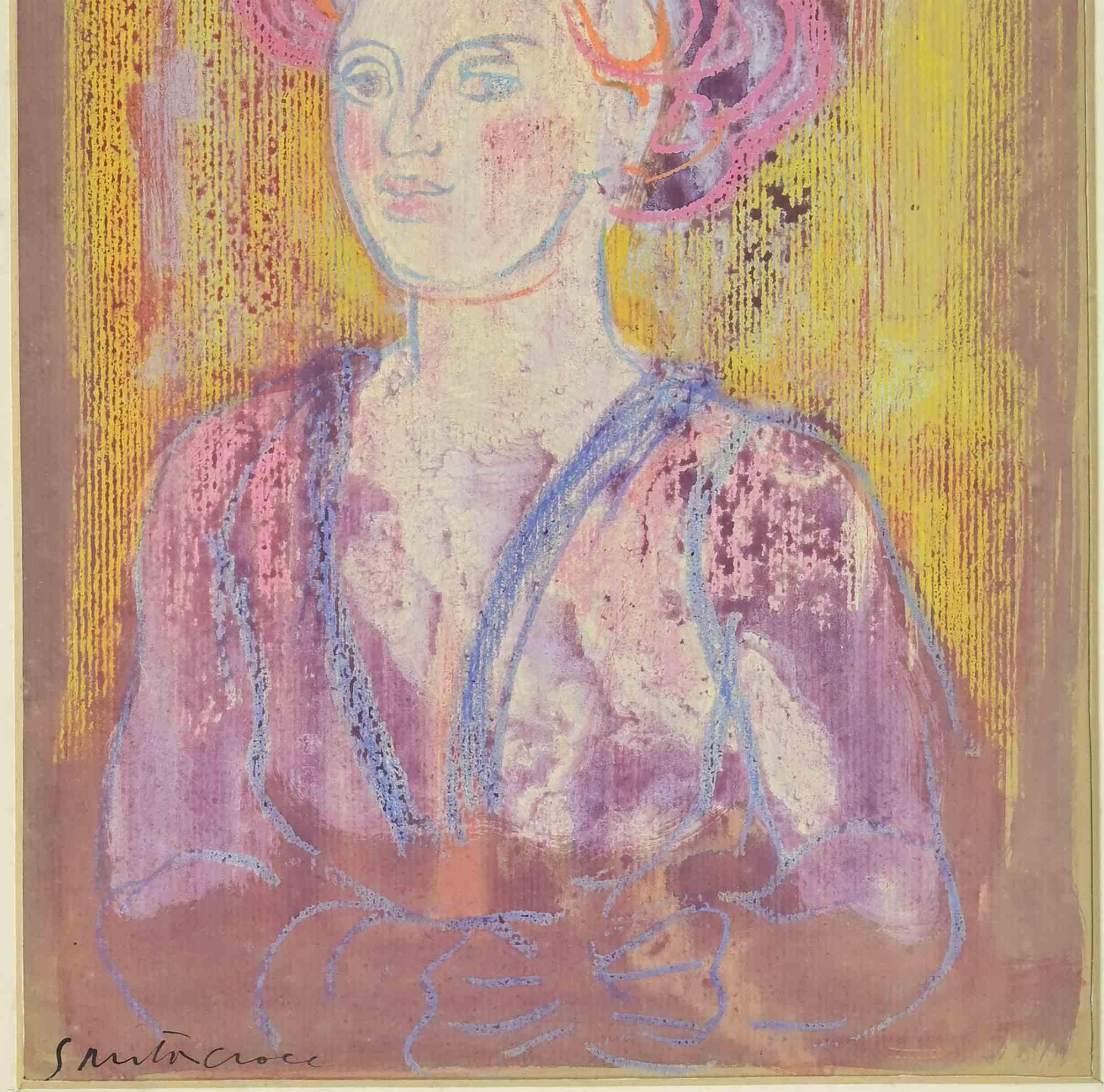 Porträt eines Mädchens - Zeichnung von Antonio Santacroce - 1980er Jahre im Angebot 2