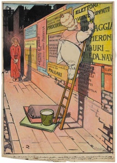 Politische Plakate - Zeichnung von Gabriele Galantara - 1909