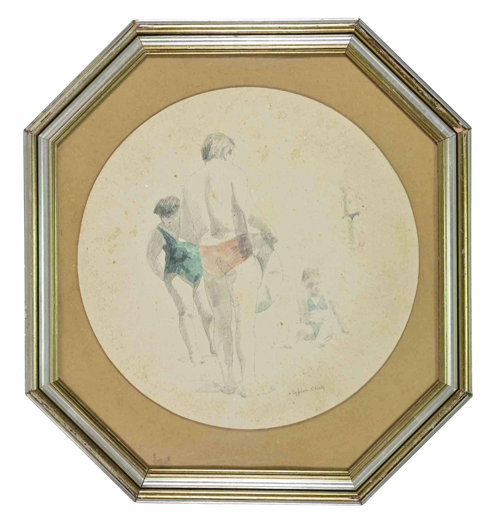 Square Figurative Drawings and Watercolors