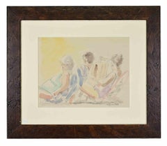 In spiaggia - Disegno di Sigfrido Oliva - Anni '80