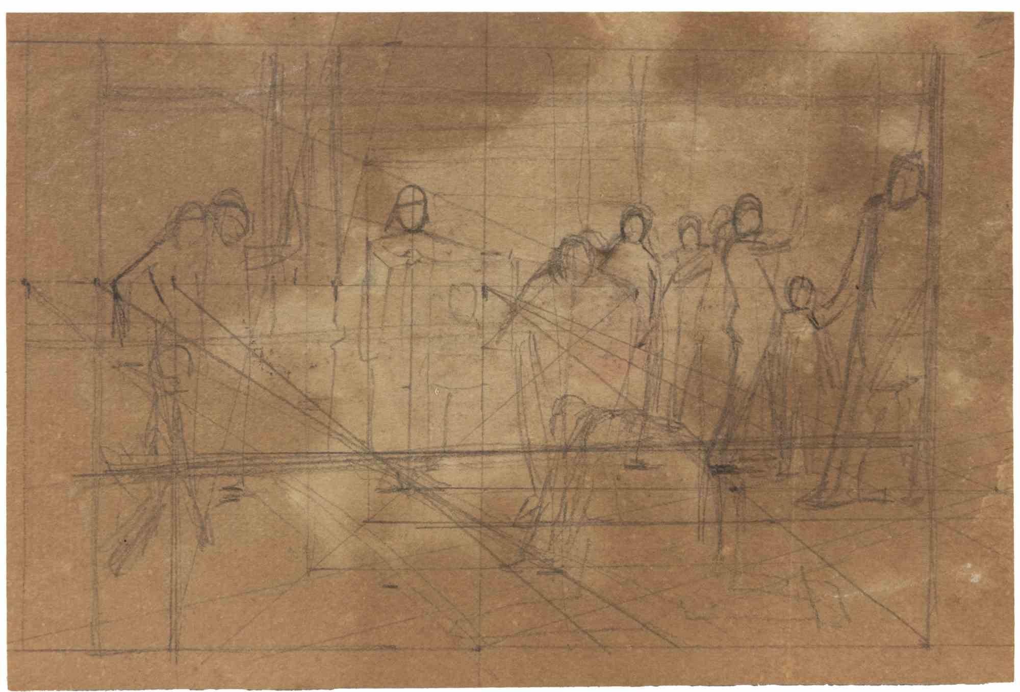 Figures - Drawing by Luigi Galli - Late 19th Century