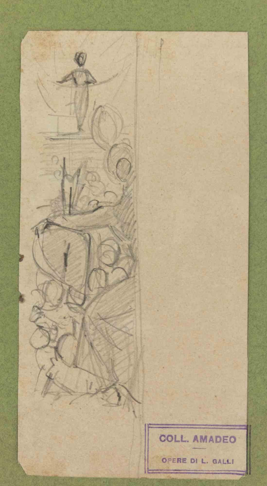 The Sketch is an artwork realized by Luigi Galli in the late 19th Century.

Pencil drawing on paper. The artwork has the stamp of the provenance's collection "Amodeo Collection" on the right margin.

Good conditions but aged.

Luigi Galli (Milan