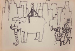 Domatore di elefanti - Disegno di Mino Maccari - Anni '50