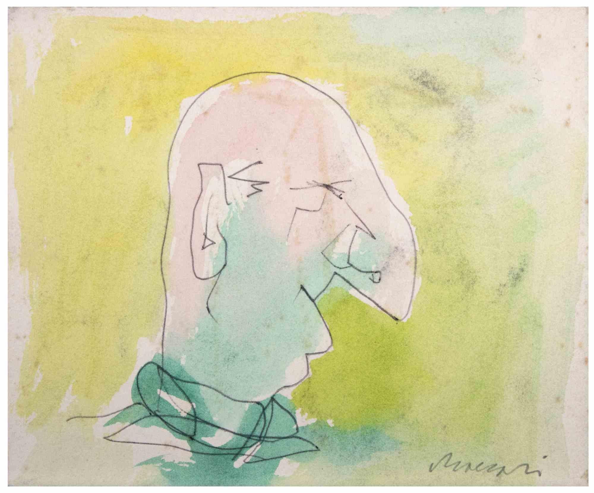 Portrait - Drawing by Mino Maccari - 1960s