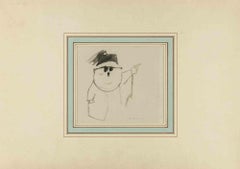 Portrait (Pietro Nenni) - Drawing by Mino Maccari - 1960s