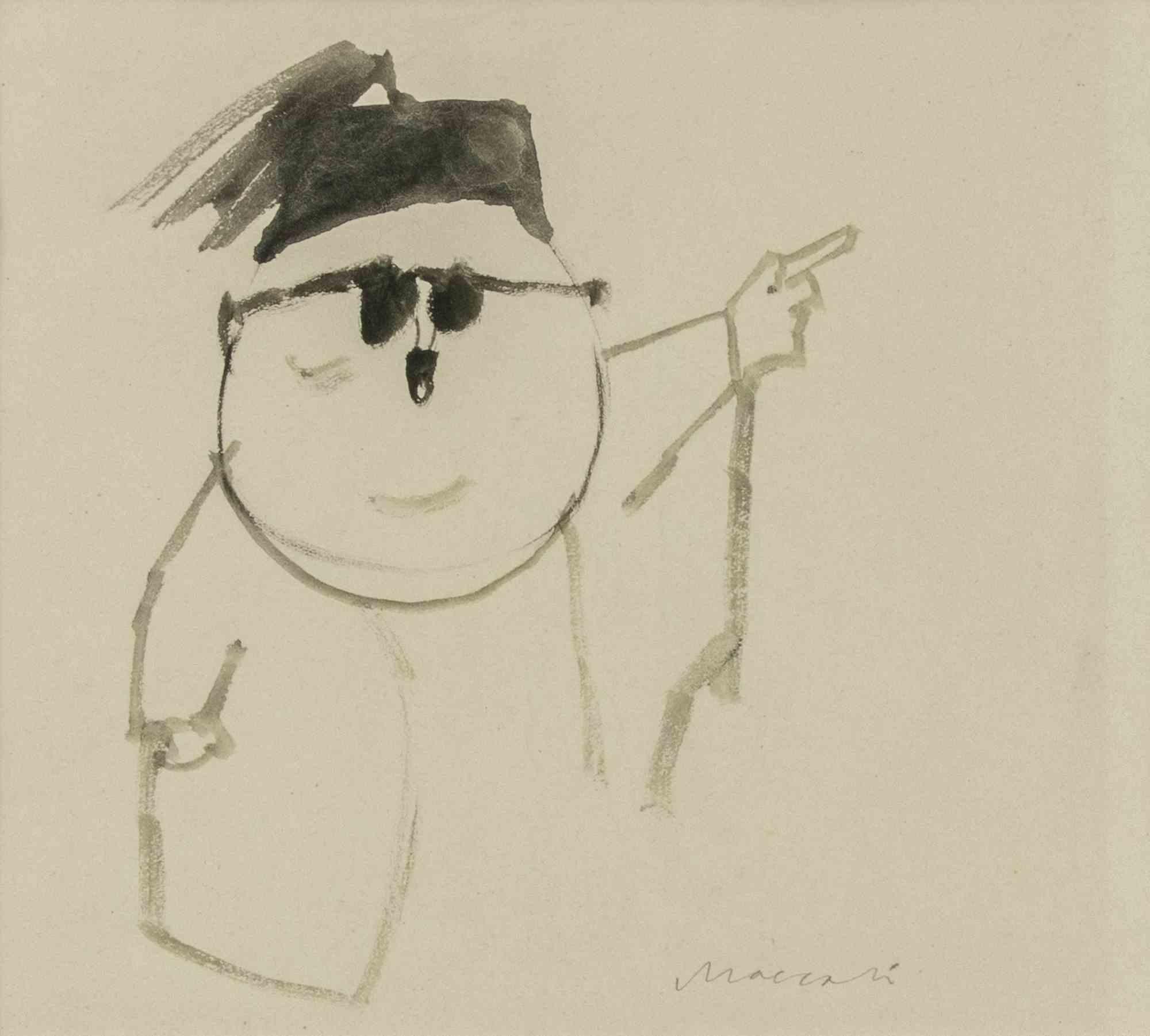 Portrait (Pietro Nenni) - Drawing by Mino Maccari - 1960s For Sale 2