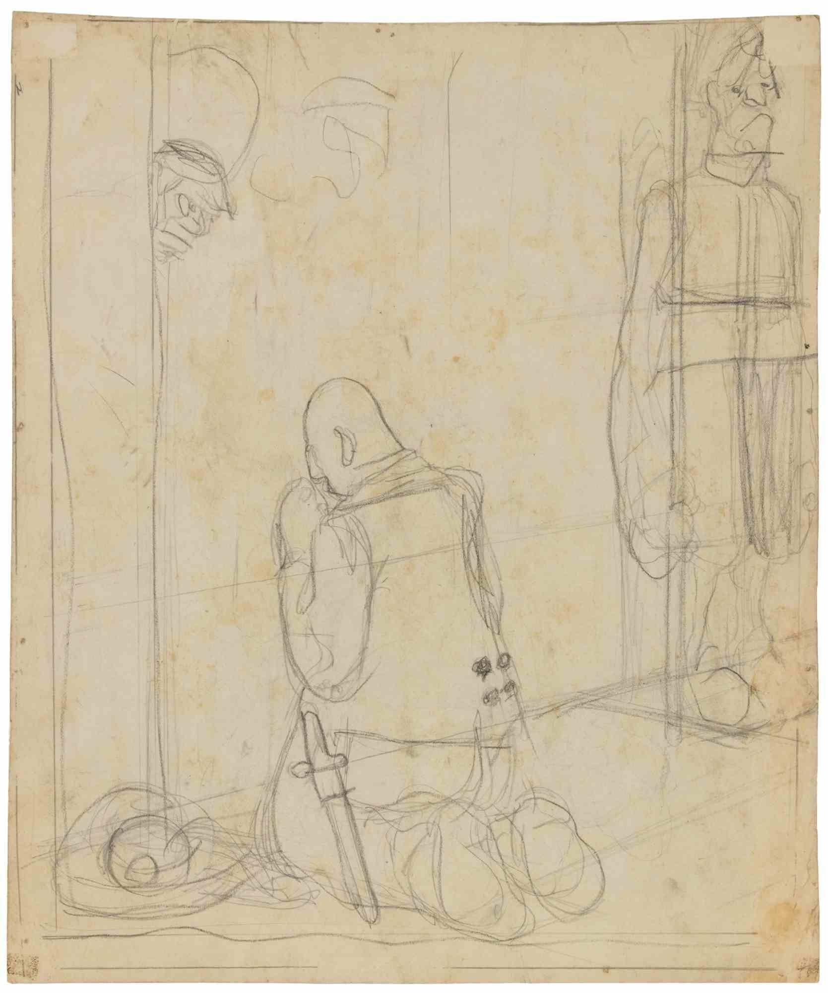 The Prayer - Drawing by Gabriele Galantara - 1908