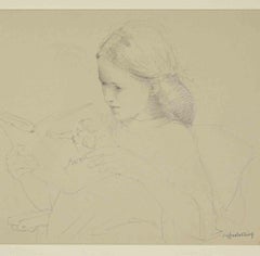 Portrait of Girl - Drawing by Sigfrido Oliva - 1987