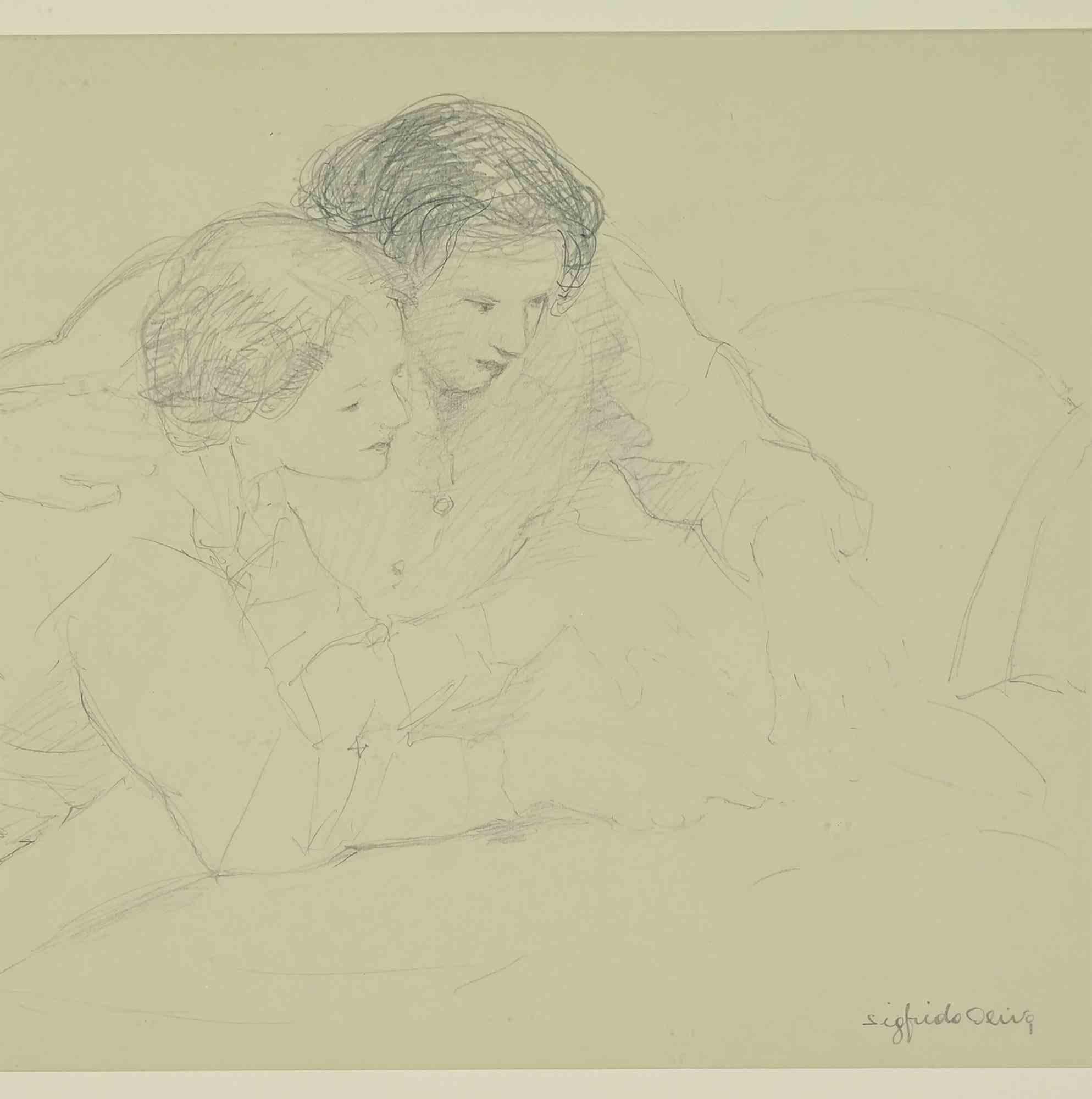 Chicas - Dibujo de Sigfrido Oliva - Años 80 en venta 1