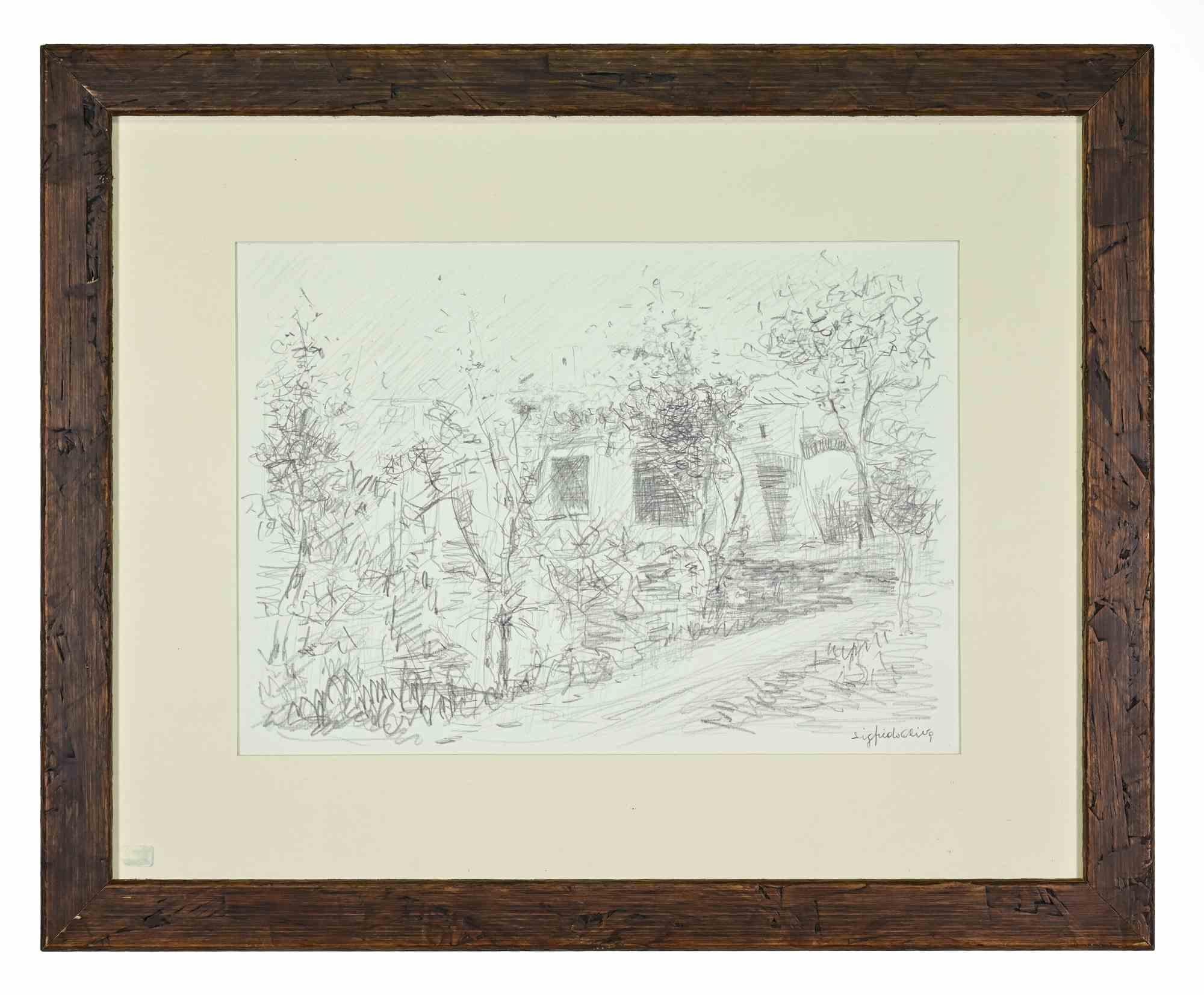 Dibujo a lápiz realizado por Sigfrido Oliva en la década de 1980.

Firmado a mano.

Incluye un marco de madera contemporáneo cm. 44x54.