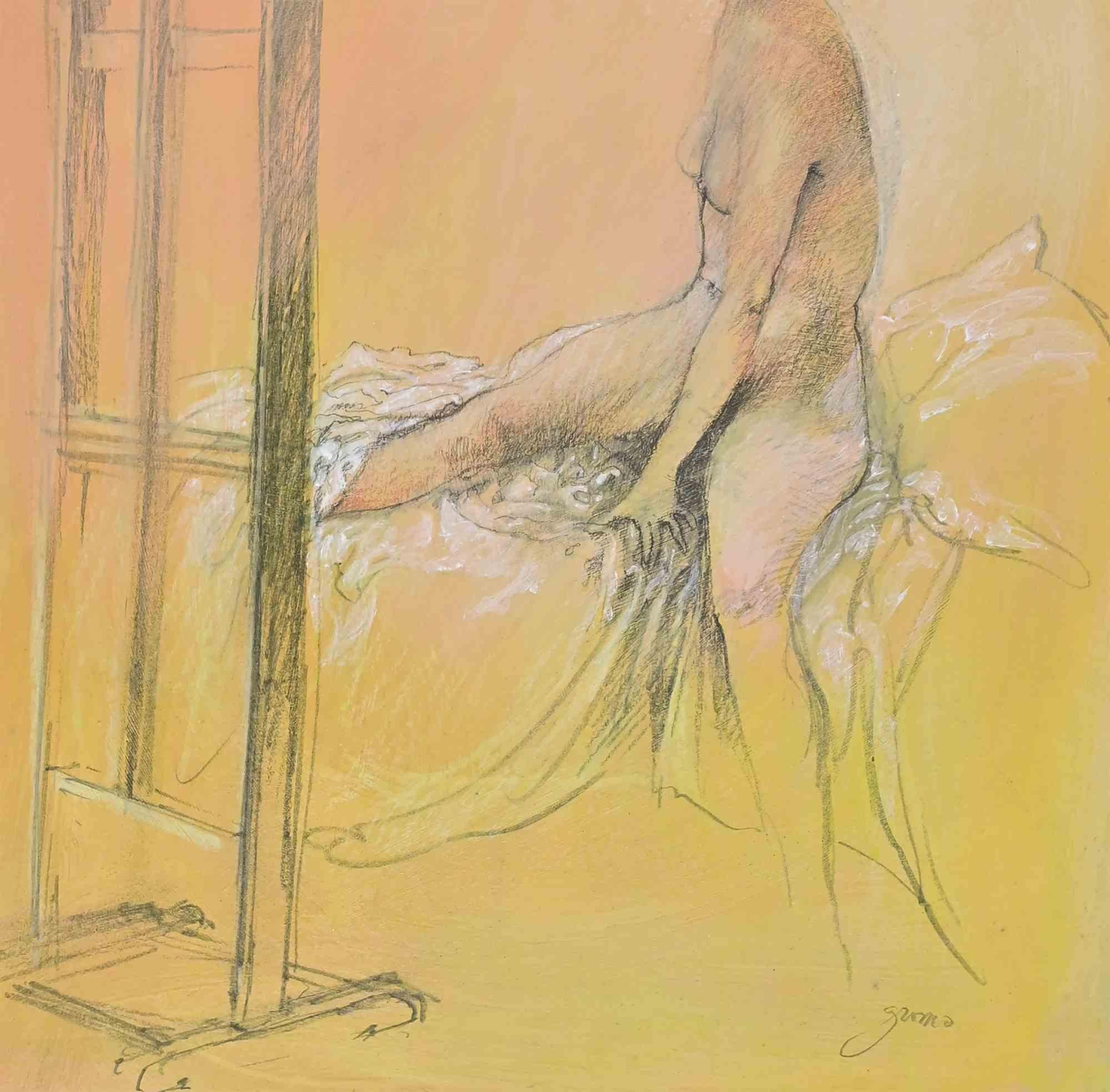 Desnudo - Dibujo de Giovanni Gromo - Años 80 en venta 1