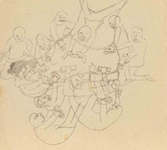 Fête - Dessin de Mino Maccari - milieu du 20e siècle
