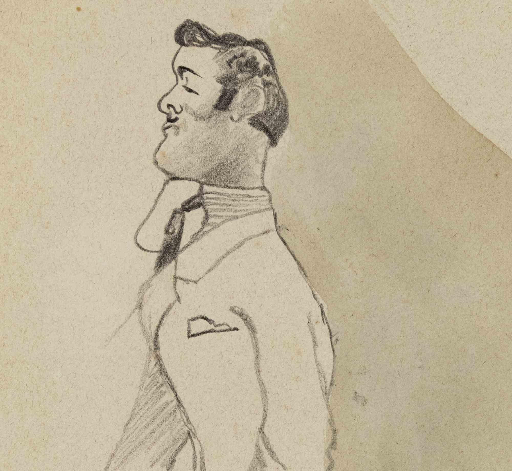 The Gentleman - Drawing by Mino Maccari - mid-20th Century For Sale 1