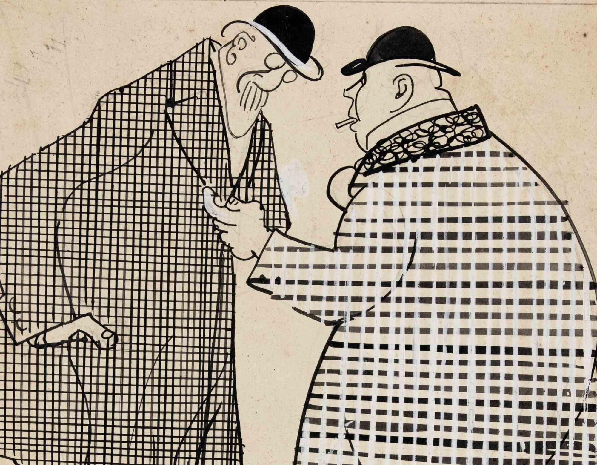 The Gentlemen - Drawing by Gabriele Galantara - 1907 For Sale 1
